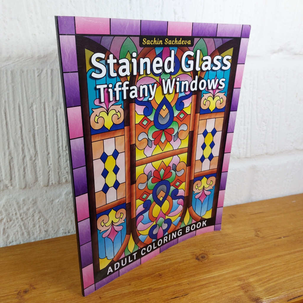 Stained Glass Tiffany Windows: Adult Coloring Book for Stress Relief and...