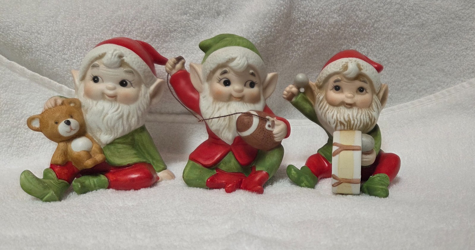 3 PC Vtg HOMCO HOME INTERIORS Santa Workshop Christmas Elves Figurines 5618