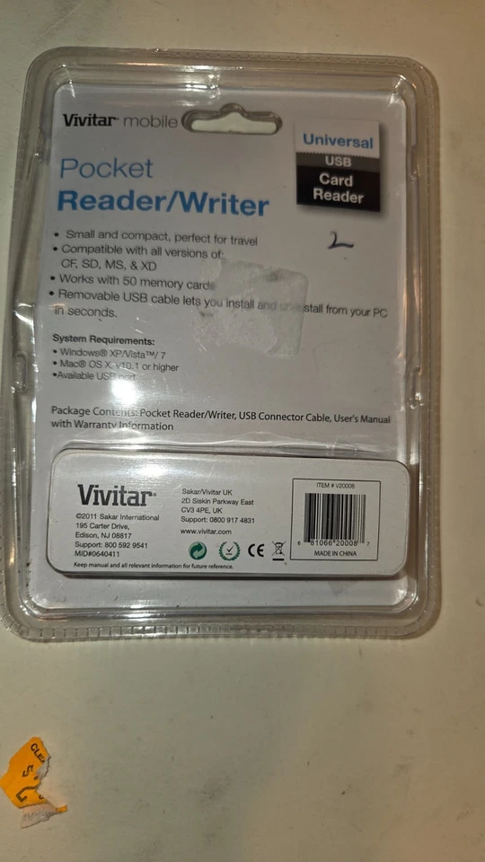 Vivitar Mobile Pocket Reader Writer-50-in-1 HI SPEED-USB Card Reader NEW SEALED - Image 4 of 4