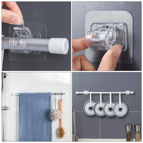 2 piezas ganchos para barra de cortina ganchos soportes para barra de cortina sin perforación - Imagen 5 de 12