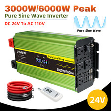 3000W 6000W Pure Sine Wave Inverter 24V DC to 110V AC Power Inverte with Remote