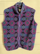 VTG 90s REI Tribal Fleece Vest Teal Blue Purple Youth XL/Adult XS/S