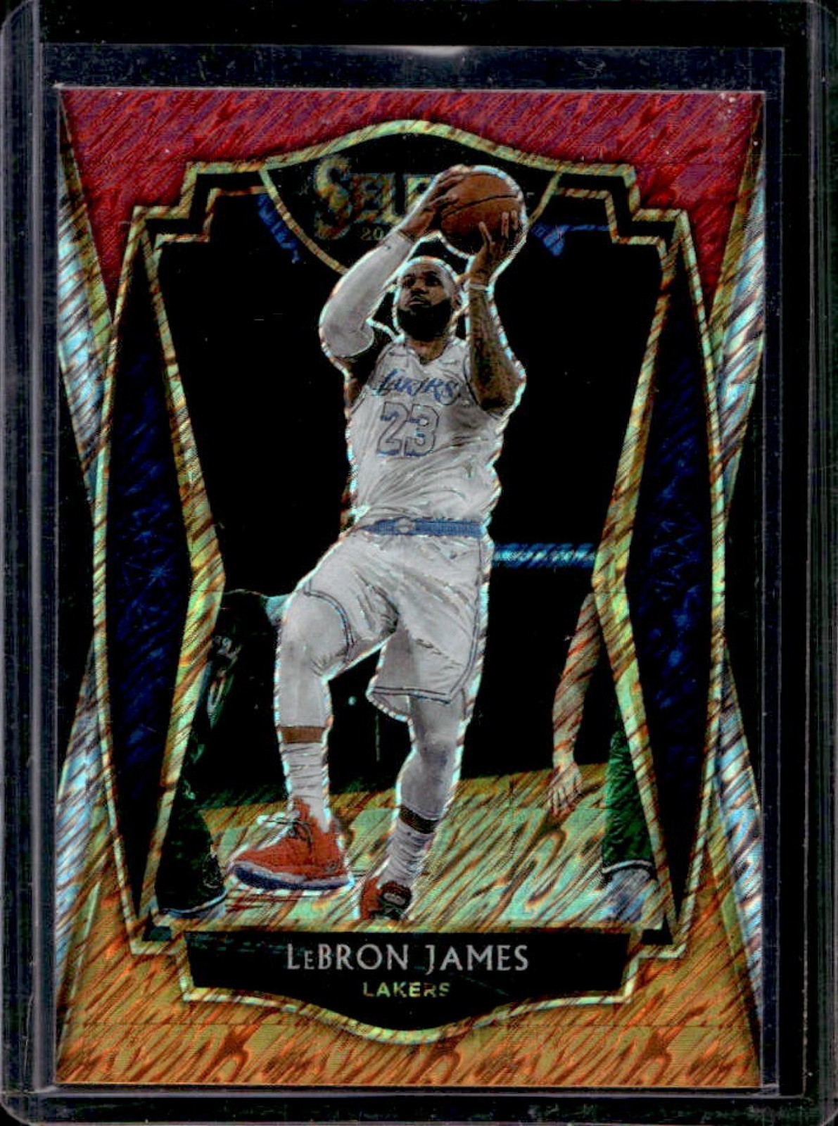 2020-21 Select LeBron James Red White Orange Shimmer Premier #113 Lakers