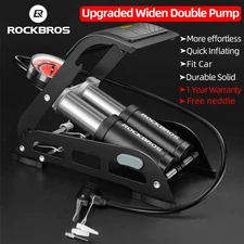 ROCKBROS Double Cylinder Foot Air Pump,High Pressure Pedal Inflator with Gauge 