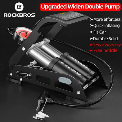 #ad #ad ROCKBROS Double Cylinder Foot Air PumpHigh Pressure Pedal Inflator with Gauge $37.99