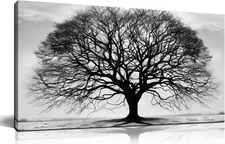 Tree of Life Wall Art Large Artwork Black and White Wall Art Modern Landscape Na