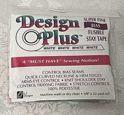 DESIGN PLUS Super Fine Bias Fusible Tape 3/8  x 22 Yard Roll   WHITE Polyester