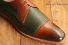 Barker Green Tan Brown Leather Oxford Brogue Shoes UK 10 F US 11 EU 44