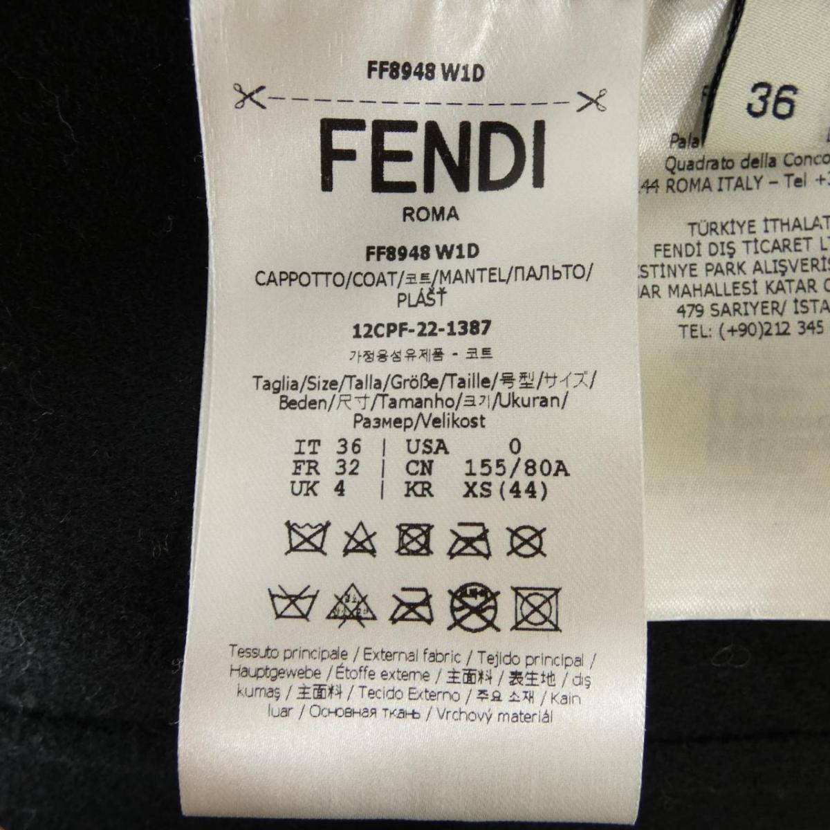 Fendi FF8948 W1D Wool Mink Pocket Coat 36 Black Used thumbnail 4