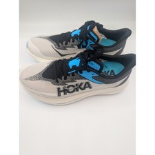 Hoka Rocket X3 White Black Blue Glass Carbon Plate Running Shoes Mens 8 Womens 9