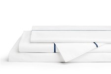 Linen Home 100 Cotton Marrow Percale Sheet Set, Queen Size, Dark Blue, 4