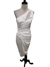 Do+Be Women's Front Slit Wrap One Shoulder Midi Dress White Small NWT