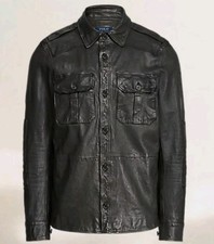  748 Authenticated NWT Polo Ralph Lauren Black Leather Shirt Jacket Mens Size L