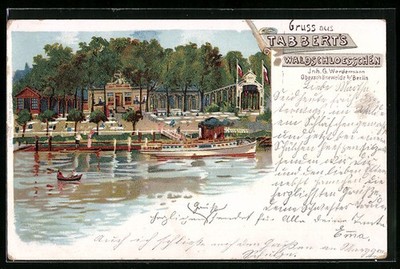 Lithograph Oberschönweide near Berlin, restaurant Taberts Waldschlösschen G.  