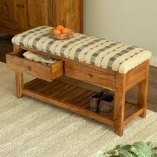 TDI Home Upholstered Entry Way Storage Bench Grey/Ivory TDI 60