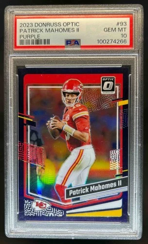 2023 Donruss Optic Patrick Mahomes II Purple Prizm #/50 Chiefs PSA 10
