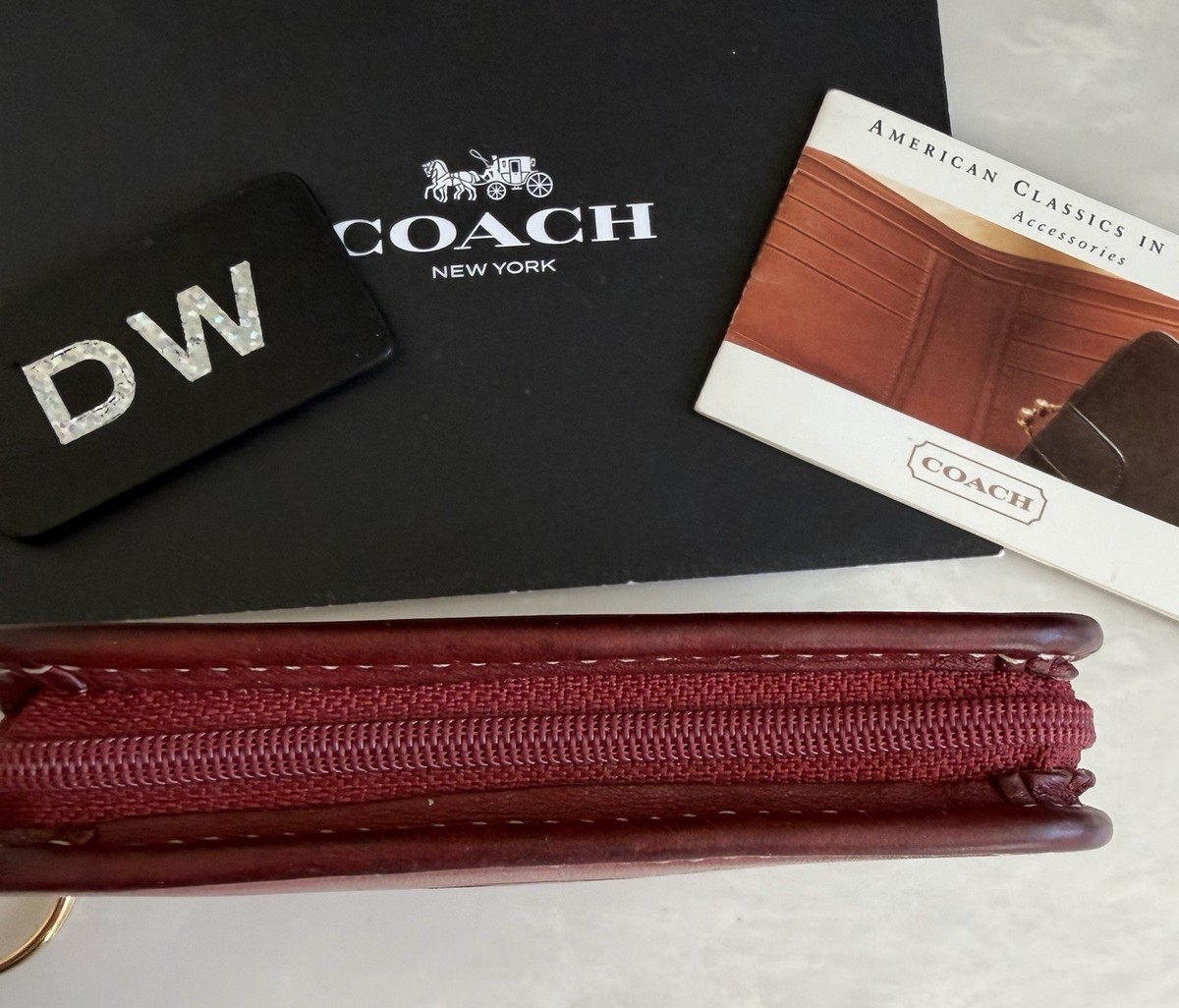 COACH VINTAGE USA OLYMPICS RED/MULTI LEATHER SMALL ZIP AROUND CARD