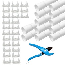 Installationsrohr M25 Set 12m starr Kabelrohr mit Rohrschneider 25 Klemmschellen