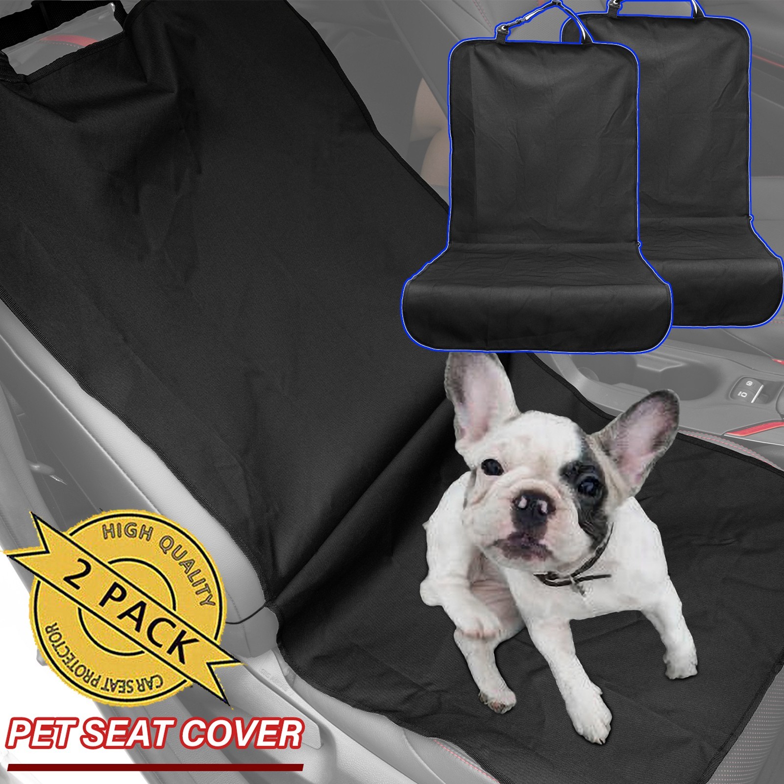2x Car Pet Seat Cover Front Rear Dog Cat Protector Mat Single Travel Padded