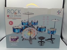 Vdamu Blue Jazz Drum Set For Toddlers, Drum Set For Kids Age 3-5, Musical Toy