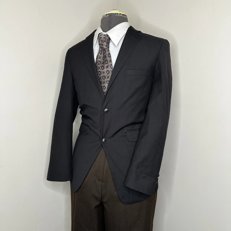 Chaps Boys 18R Mens 34S 2XS Blazer Solid Black 2 Button Sport Coat Suit Jacket - Image 4 of 4