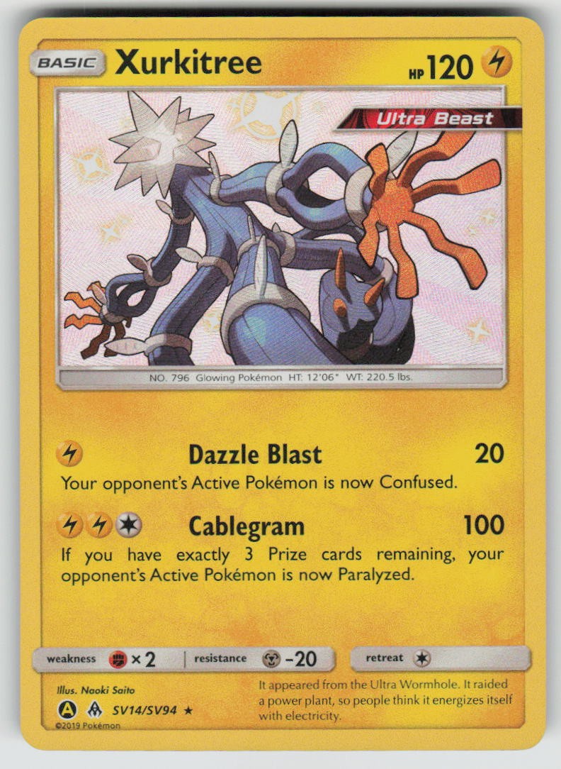 Xurkitree Holo SV14/SV94 Shiny Rare Hidden Fates Shiny Vault Pokemon NM