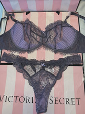 Victoria's Secret Bra Dream Angels 36C Medium Thong Panty Gray