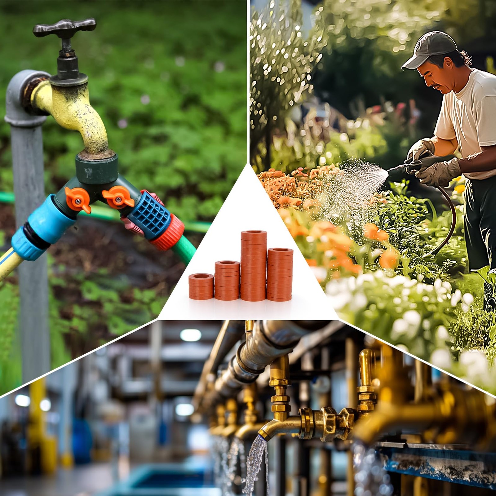 RAINFLOW Garden Hose Rubber Washers-80 PCS Red Washer,Heavy Duty Rubber Gasket