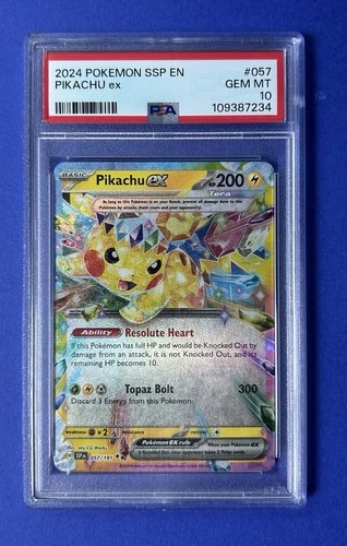 2024 Pokémon SSP EN Pikachu ex #057 PSA 10 GEM MT