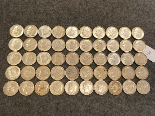 50 coin lot 90% SILVER Roosevelt Dimes Pre 65 FREE Shipping lot B