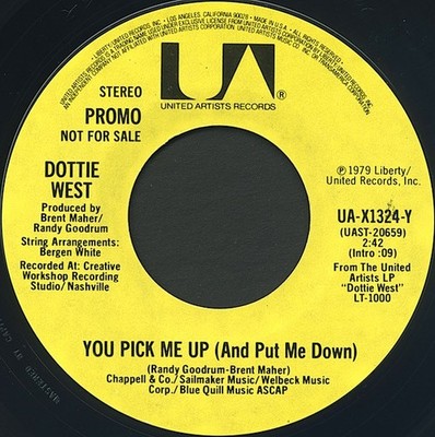 Dottie West - You Pick Me Up And Put Me Down - Used Vinyl R - Promo - G8100z