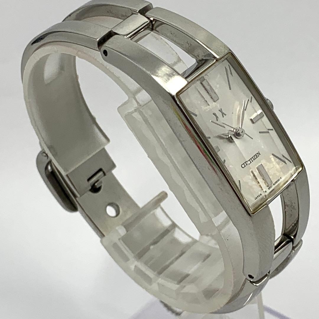 Citizen Quartz Watch Rectangular Silver Used CA11… - image 4