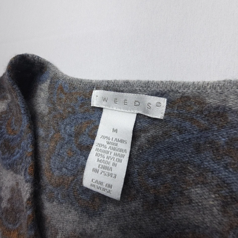 Cárdigan Tweeds Lana de Cordero Angora Pelo de Conejo Talla Mediana Estampado Paisley Cuello en V Foto 3 de 4