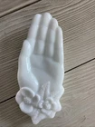 Vintage White Milk Glass Hand Shaped Soap/Trinket Dish Holder Avon