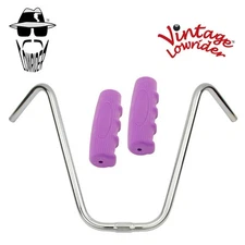 Original Lowrider 16" 25.4 Ape Handlebar Chrome 0214 120mm Grips Solid/Purple