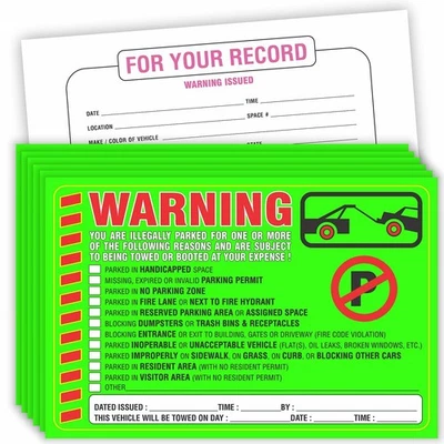 PARTH IMPEX Parking Violation Stickers Notice (Pack of 50) Tow Warning You are Illegally ...