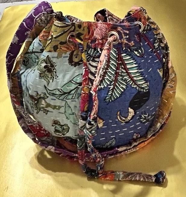 World Market Multi Cotton Patchwork Drawstring Bu… - image 6