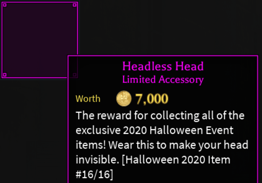 ARCANE ODYSSEY | HEADLESS HEAD ACCESSORY / ITEM [READ DESC] | eBay