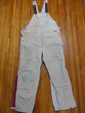 CARHARTT R02 RED QUILTED LINED DOUBLE KNEE DUCK CANVAS WORK BIB OVERALLS 44x30