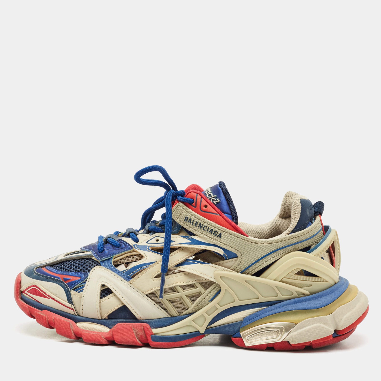 Balenciaga Multicolor Mesh And Synthetic Leather Track 2 Low Top Sneakers Size