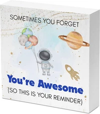 Outer Space Theme Inspirational Desk Decor Wooden Box Sign(5"x5") outer space 