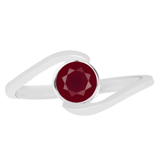 1.20Ct Round Cut 100% Natural Burmese Red Ruby Women's Ring In 14KT White Gold