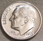 SELLING AS SHOWN - 1966 SMS UNCIRCULATED ROOSEVELT DIME~NICKEL CLAD COPPER~630