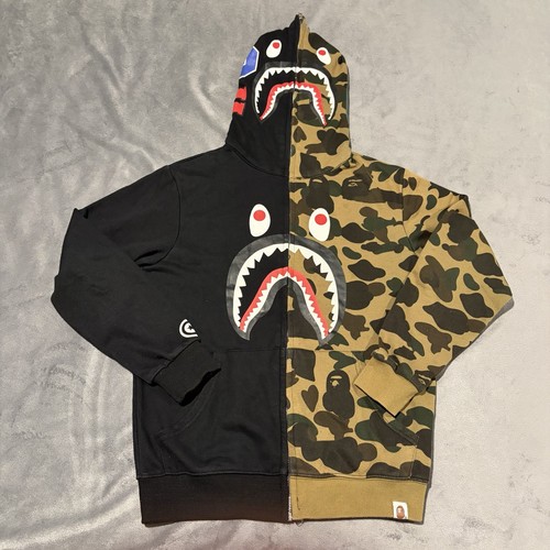 Sweat à capuche femme BAPE A singe de bain requin camouflage moyen fermeture éclair complète streetwear créateur - Photo 1/10