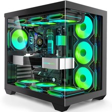 Gaming PC Case, ATX Cpmputer CASE with 7 PWM ARGB Fans Black