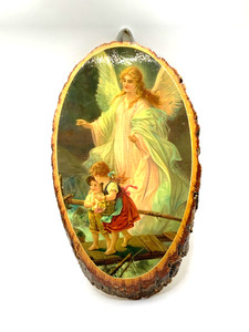 GUARDIAN ANGEL Children Print Mount on Wood Grotto of Redemption West Bend Iowa