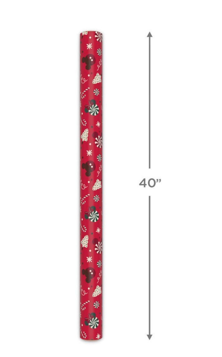 Hallmark Wrapping Paper Christmas Disney Mickey Minnie Treats on Red 70 sq ft