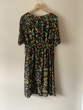 Next Midi Smart Black Mix Patterned Dress  size 14 Summer Work  
