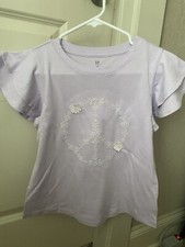 GAP Kids Girl's Light Purple White Flower Peace Sign Tee T-Shirt XXL 14-16 NWT