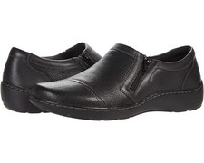 Clarks Z4047 Womens Black Cora Giny Cushioned Zip Loafer Flats Size US 8M EU 39
